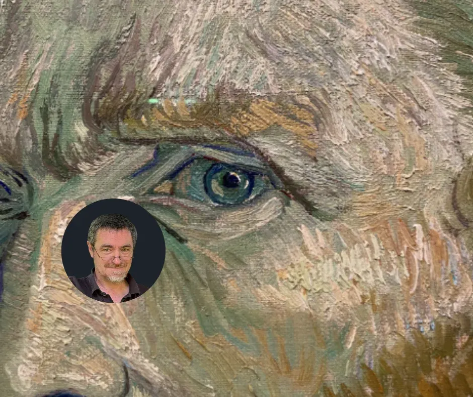 Détail d'un autoportrait de Van Gogh, portrait incrusté