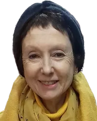 Portrait d'une femme aux cheveux bruns, écharpe jaune