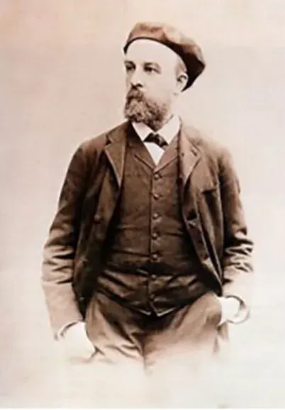 Photographie ancienne sépia d'un homme barbu au béret